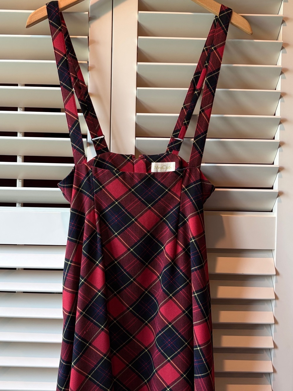 Modcloth Red and Black Plaid Pinafore Dress